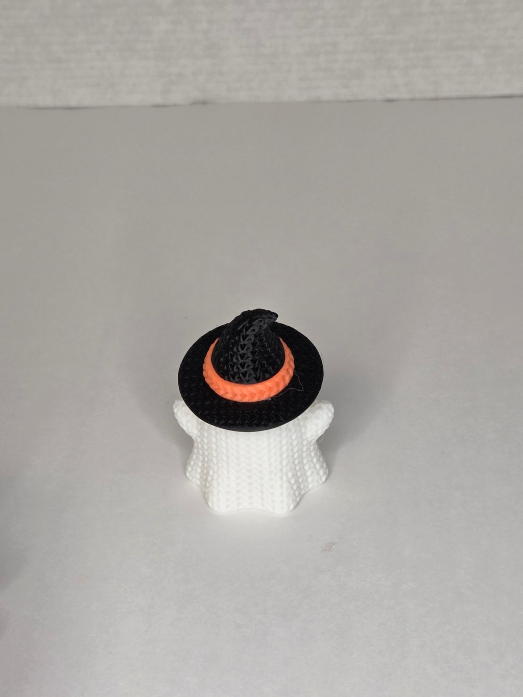 Ghost Wearing Witch Hat Figurine, Knitted Texture