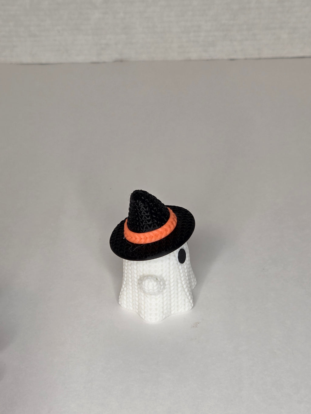 Ghost Wearing Witch Hat Figurine, Knitted Texture
