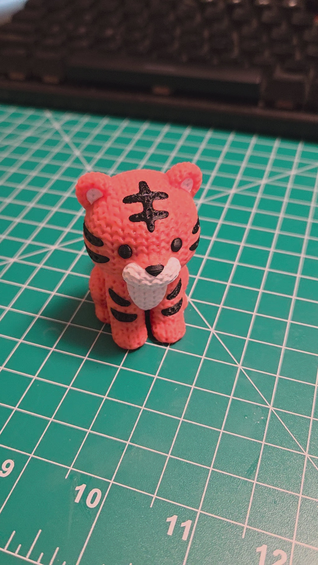 Knitted Texture Tiger Figurine | 3D Printed Animal Desk Decor, Animal Lover Collectible