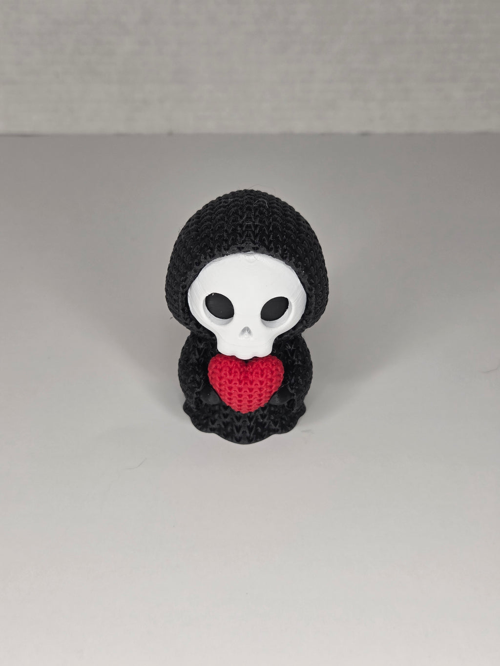 Grim Reaper Holding Heart | Cute Knitted Texture Figurine