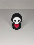 Grim Reaper Holding Heart | Cute Knitted Texture Figurine