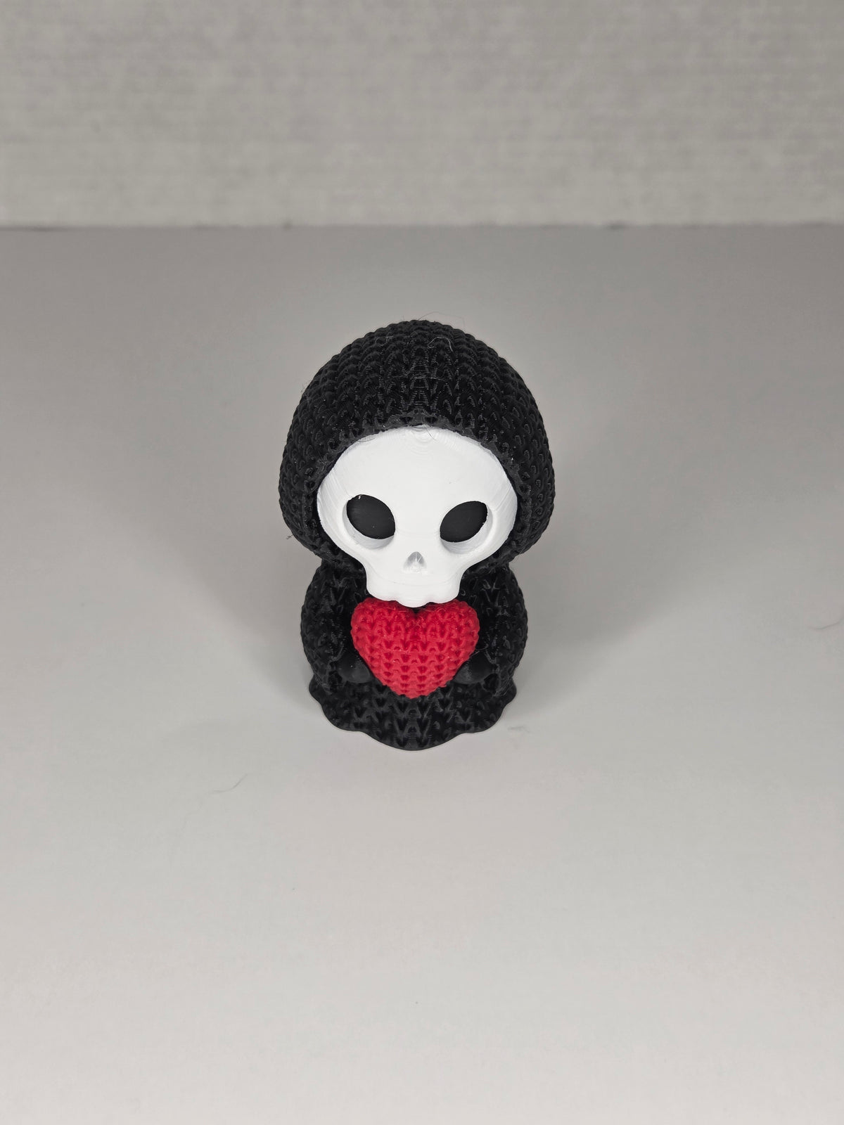 Grim Reaper Holding Heart | Cute Knitted Texture Figurine