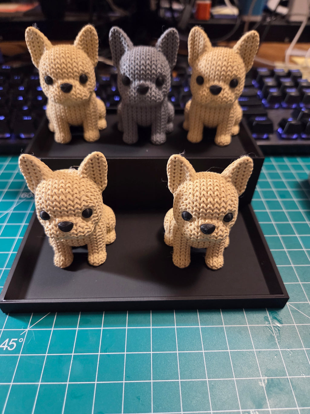 French Bulldog Knitted Texture Figurine