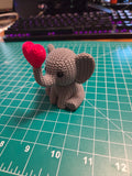Knitted Texture Elephant Holding Heart Figurine | 3D Printed Animal Decor, Animal Lover Collectible